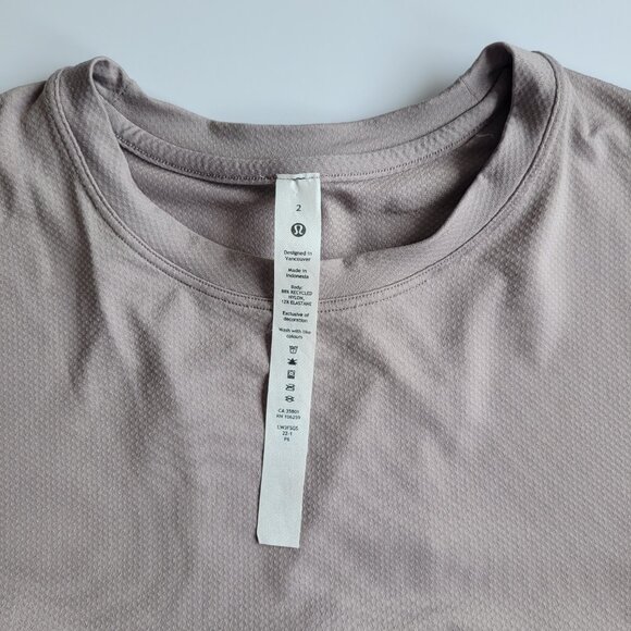 Lululemon Ventilated Open-Back Training T-Shirt Mauve Grey - Picture 2 of 9